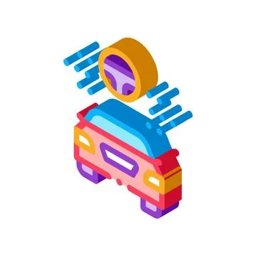Help for driving car isometric icon vector illustration Stock Illustration