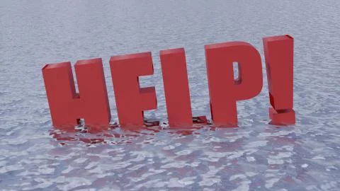 Help! Drowning Message in the Ocean. Stock-Illustration