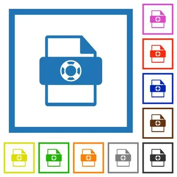 Help file type flat framed icons 库存插图