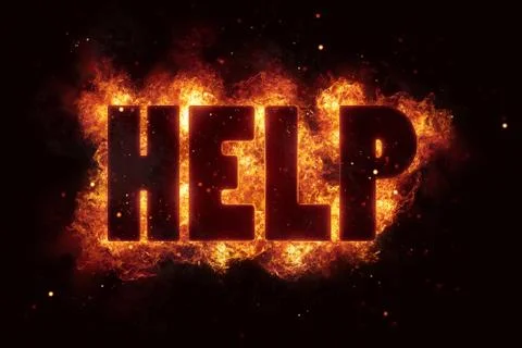 Help fire text sos flames flame burn burning explode Stock Illustration