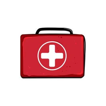 Help first aid kit cartoon vector illustration Ilustração Stock