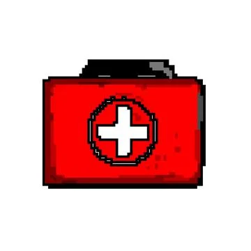 Help first aid kit game pixel art vector illustration Ilustração Stock