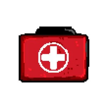 Help first aid kit pixel art vector illustration Ilustração Stock