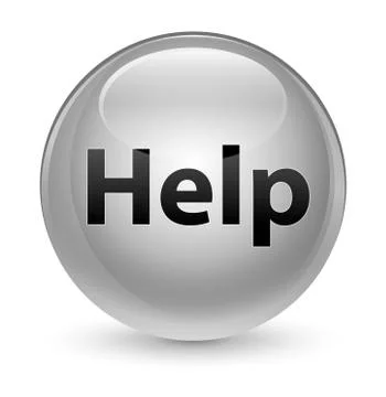 Help glassy white round button Stock Illustration