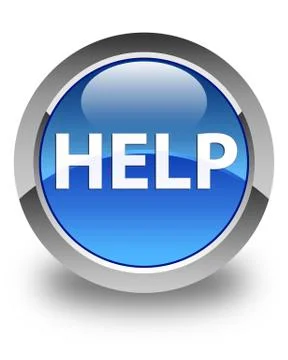 Help glossy blue round button Stock Illustration
