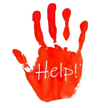 Help With Hand Print White Background Stock Illustration
