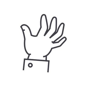 Help hand vector line icon, sign, illustration on background, editable strokes Stock Illustration