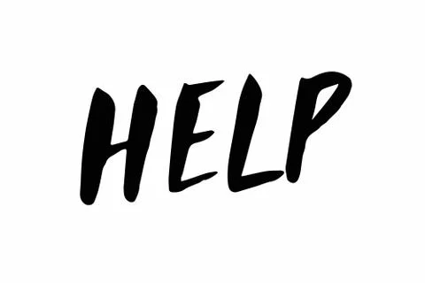 Help Hand written lettering. Black word isolated on white. Mental health Stock Illustration