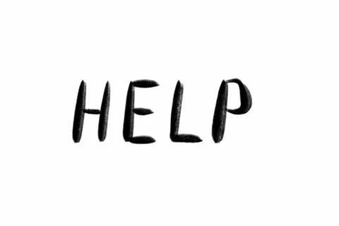 HELP Hand written text - lettering isolated on white. Coronovirus COVID 19 Stock Illustration
