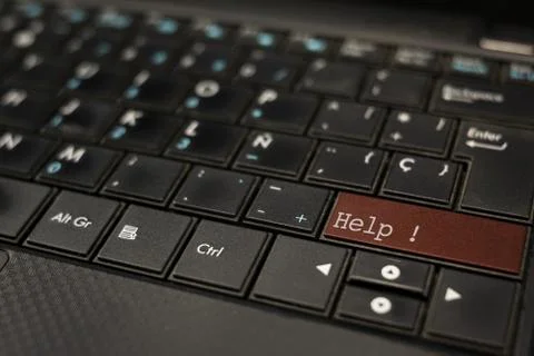 Help, help. Press a key to get someone to help me 스톡 사진