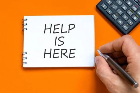 Help is here and support words symbol. Concept words Help is here on beautifu 写真素材