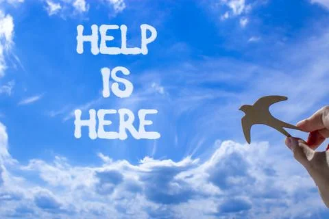 Help is here and support words symbol. Concept words Help is here on beauti.. 写真素材