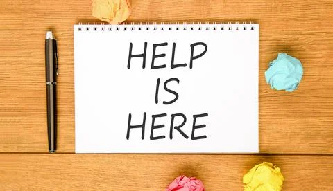 Help is here and support words symbol. Concept words Help is here on beauti.. Stock Photos