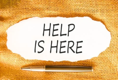 Help is here and support words symbol. Concept words Help is here on beauti.. Stock Photos