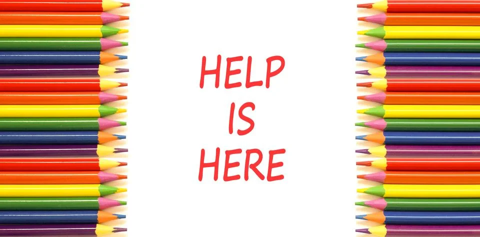 Help is here and support words symbol. Concept words Help is here on beauti.. Stock Photos