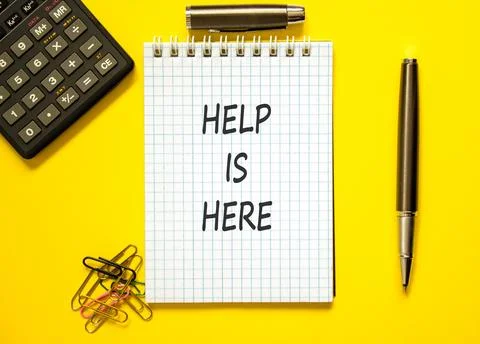 Help is here and support words symbol. Concept words Help is here on beauti.. Stock Photos