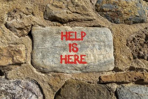 Help is here and support words symbol. Concept words Help is here on beauti.. Stock Photos