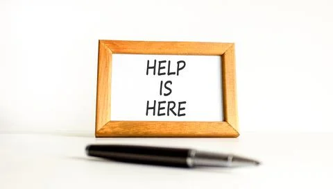 Help is here and support words symbol. Concept words Help is here on beauti.. Stock Photos