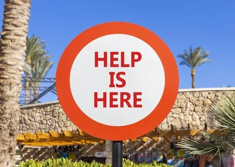 Help is here and support words symbol. Concept words Help is here on beauti.. Stock Photos