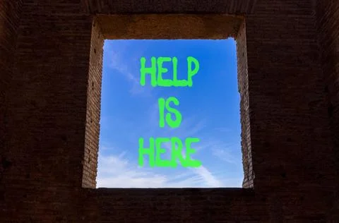Help is here and support words symbol. Concept words Help is here on beauti.. Stock Photos