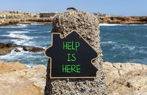 Help is here and support words symbol. Concept words Help is here on beauti.. Stock Photos