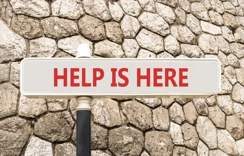 Help is here and support words symbol. Concept words Help is here on beauti.. Stock Photos