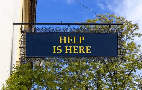 Help is here and support words symbol. Concept words Help is here on beauti.. Stock Photos