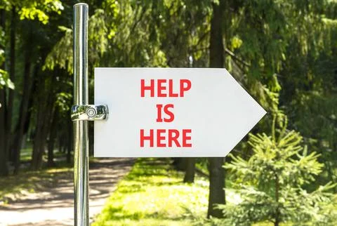 Help is here and support words symbol. Concept words Help is here on beauti.. Stock Photos