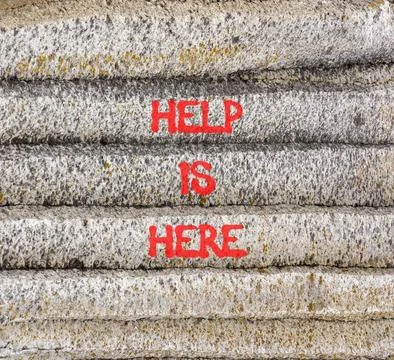 Help is here and support words symbol. Concept words Help is here on beauti.. Stock Photos