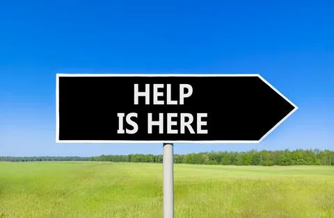 Help is here and support words symbol. Concept words Help is here on beauti.. Stock Photos