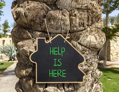 Help is here and support words symbol. Concept words Help is here on beauti.. Stock Photos