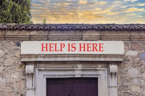 Help is here and support words symbol. Concept words Help is here on beauti.. Stock Photos
