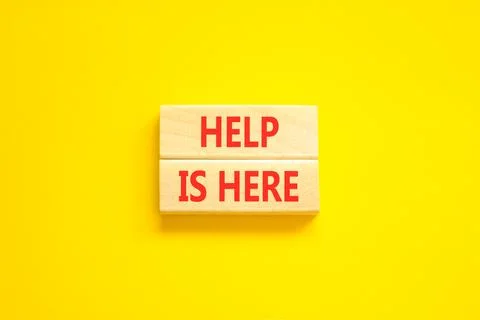 Help is here and support words symbol. Concept words Help is here on beauti.. Stock Photos