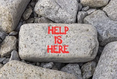 Help is here and support words symbol. Concept words Help is here on beauti.. Stock Photos