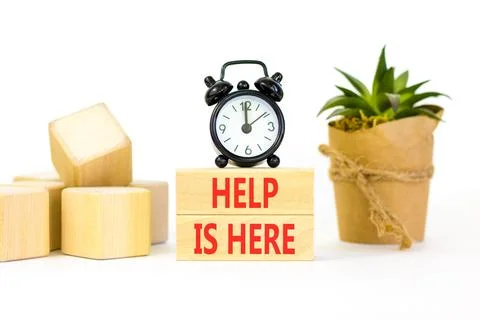 Help is here and support words symbol. Concept words Help is here on beauti.. Stock Photos