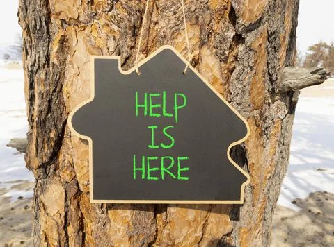 Help is here and support words symbol. Concept words Help is here on beauti.. Stock Photos