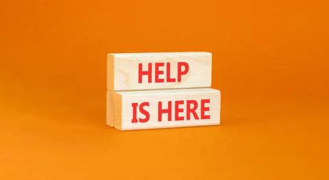 Help is here and support words symbol. Concept words Help is here on beauti.. Stock Photos