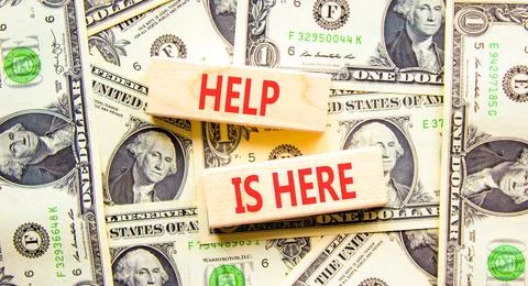 Help is here and support words symbol. Concept words Help is here on beauti.. Stock Photos