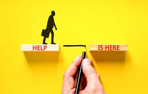 Help is here and support words symbol. Concept words Help is here on beauti.. Stock Photos