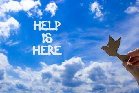 Help is here and support words symbol. Concept words Help is here on beauti.. Stock Photos
