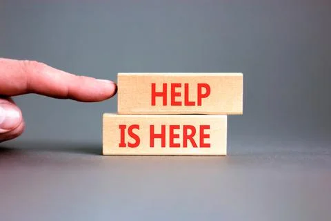 Help is here and support words symbol. Concept words Help is here on beauti.. Stock Photos