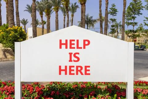 Help is here and support words symbol. Concept words Help is here on beauti.. Stockfoto's