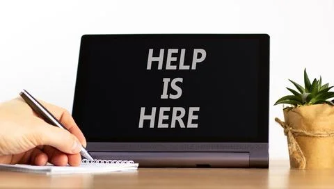 Help is here and support words symbol. Concept words Help is here on beauti.. Stock Photos
