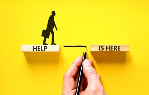 Help is here and support words symbol. Concept words Help is here on beauti.. Stock Photos