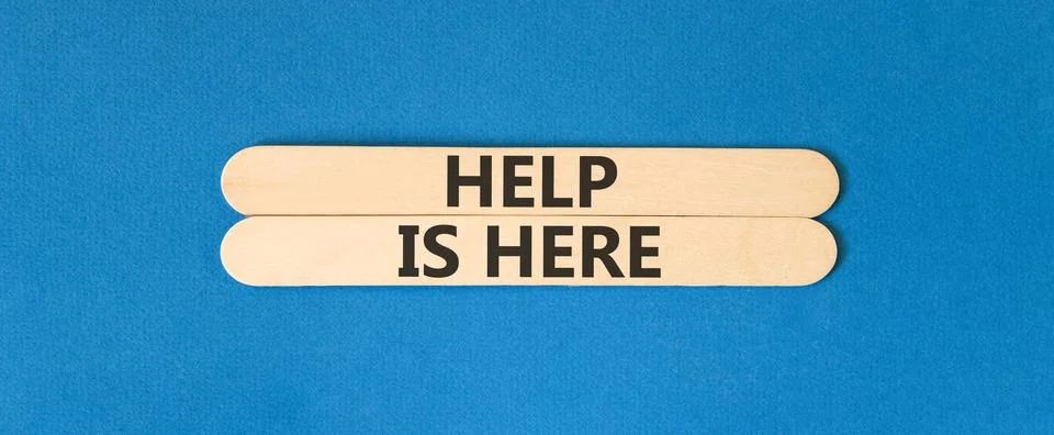 Help is here and support words symbol. Concept words Help is here on beauti.. Stock Photos