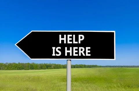 Help is here and support words symbol. Concept words Help is here on beauti.. Stock Photos