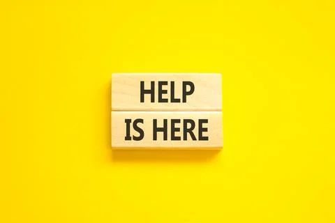 Help is here and support words symbol. Concept words Help is here on beauti.. Stock Photos