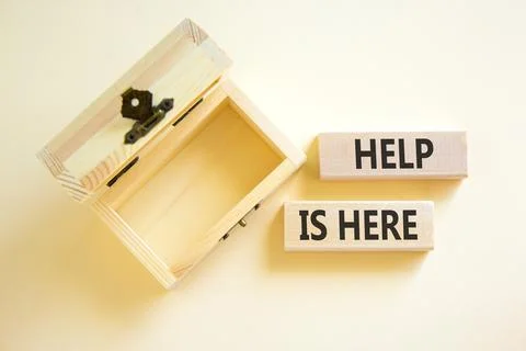 Help is here and support words symbol. Concept words Help is here on beauti.. Stock Photos