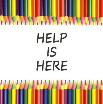 Help is here and support words symbol. Concept words Help is here on beautifu Stock Photos