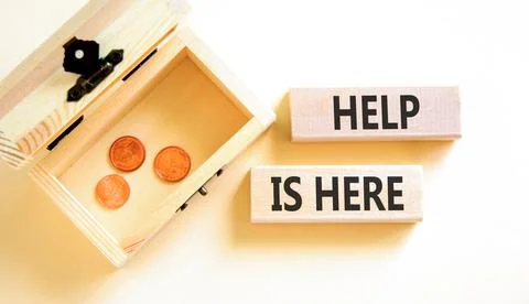 Help is here and support words symbol. Concept words Help is here on beauti.. Stock Photos